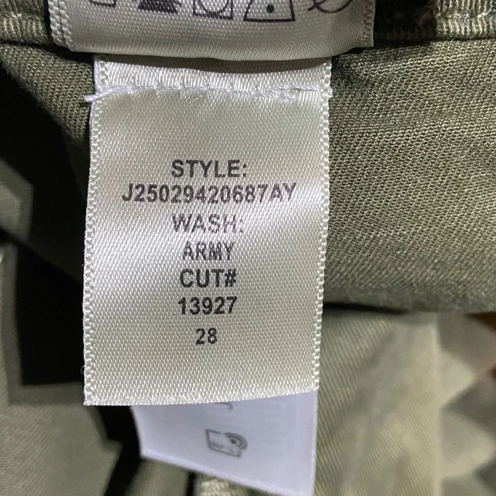 Veronica Beard Arya Straight Leg Crop High Rise Pants Army Green 28 Utility